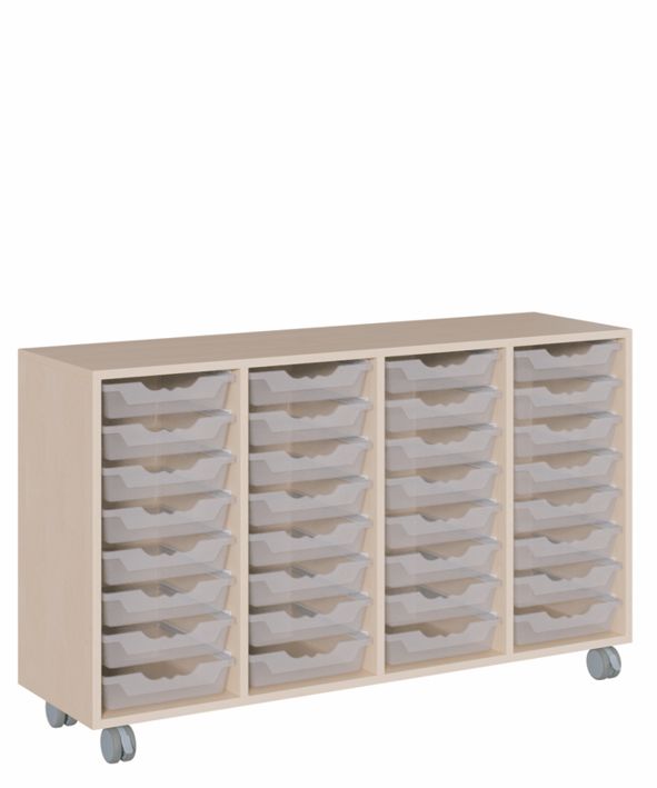 K Regal 139 x 82,5 cm, fahrbar, 32 ErgoTray Boxen M